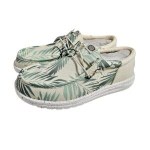 Hey Dude Wally Funk Psych Palm Shoes Men's Size 8 Light Gray/Celadon Green NWT